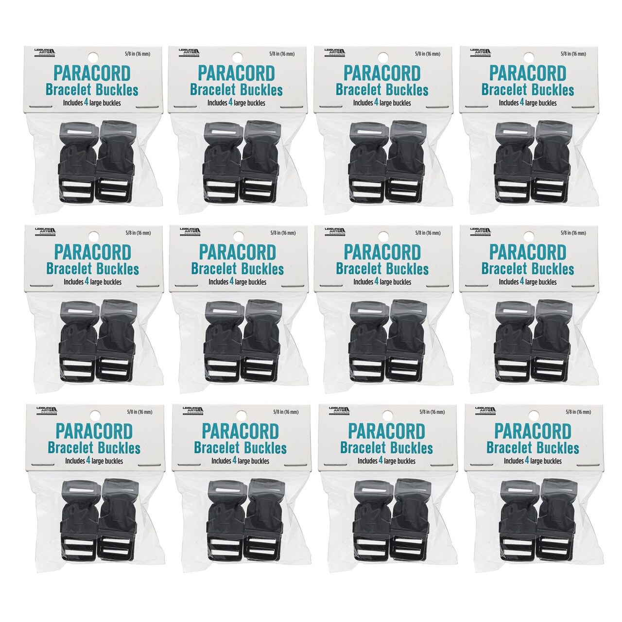 Leisure Arts Bundle Buckle Paracord Large, 12Pk Of 2Pc, Black – Create Stylish Crafts With Paracord Buckles, Bracelet Clasps, Clips, Plastic Buckle Clips & More